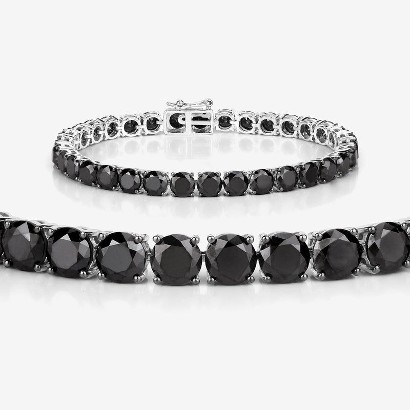 19.13 Carat Genuine Black Diamond 14K White Gold Bracelet