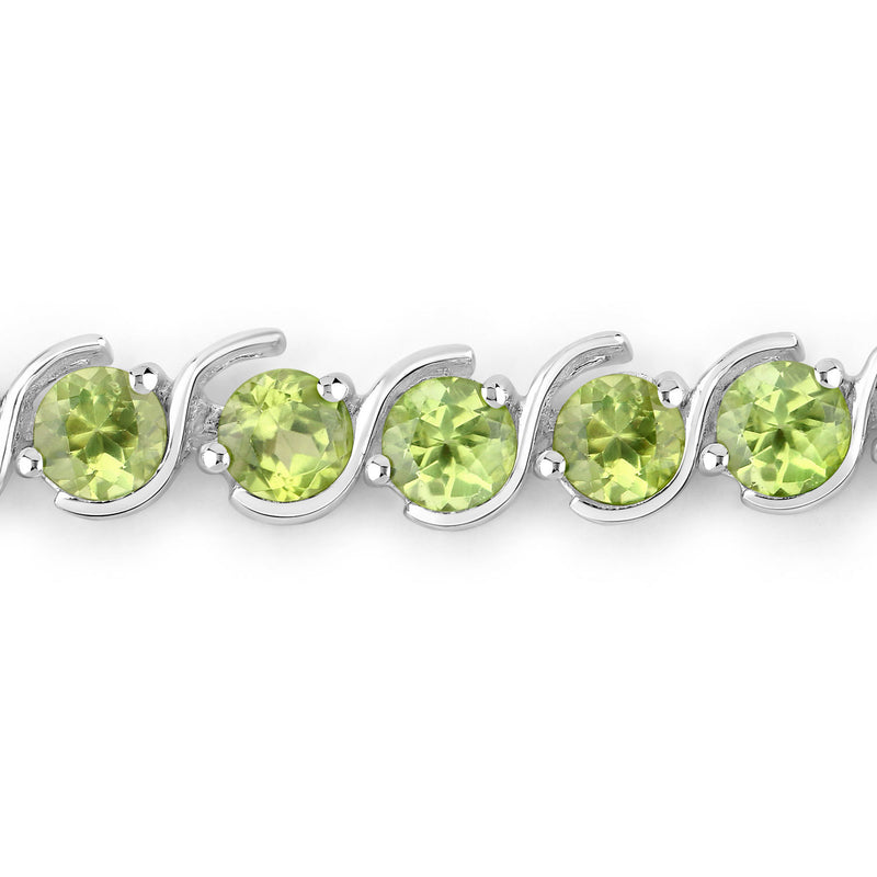 2.64 Carat Genuine Peridot .925 Sterling Silver Bracelet