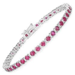 5.56 Carat Genuine Ruby and White Diamond 14K White Gold Bracelet