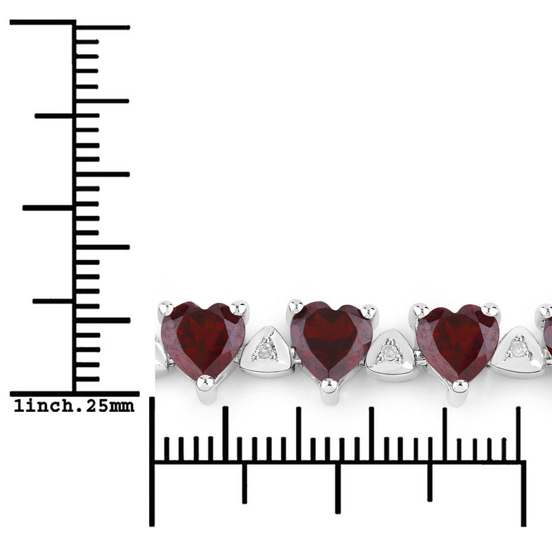 11.62 Carat Genuine Garnet and White Diamond .925 Sterling Silver Bracelet