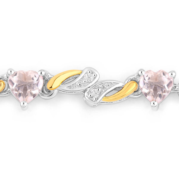 0.79 Carat Genuine Morganite and White Sapphire .925 Sterling Silver Bracelet