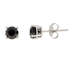 1.50ct Black Diamond Stud Earrings Sterling Silver