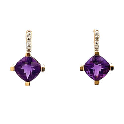 1.44ct Amethyst Diamond Earrings 14KT Yellow Gold