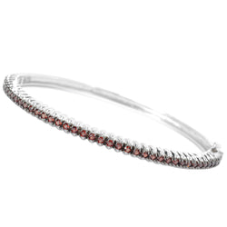 Natural Garnet Bangle Bracelet Sterling Silver in Box Clasp