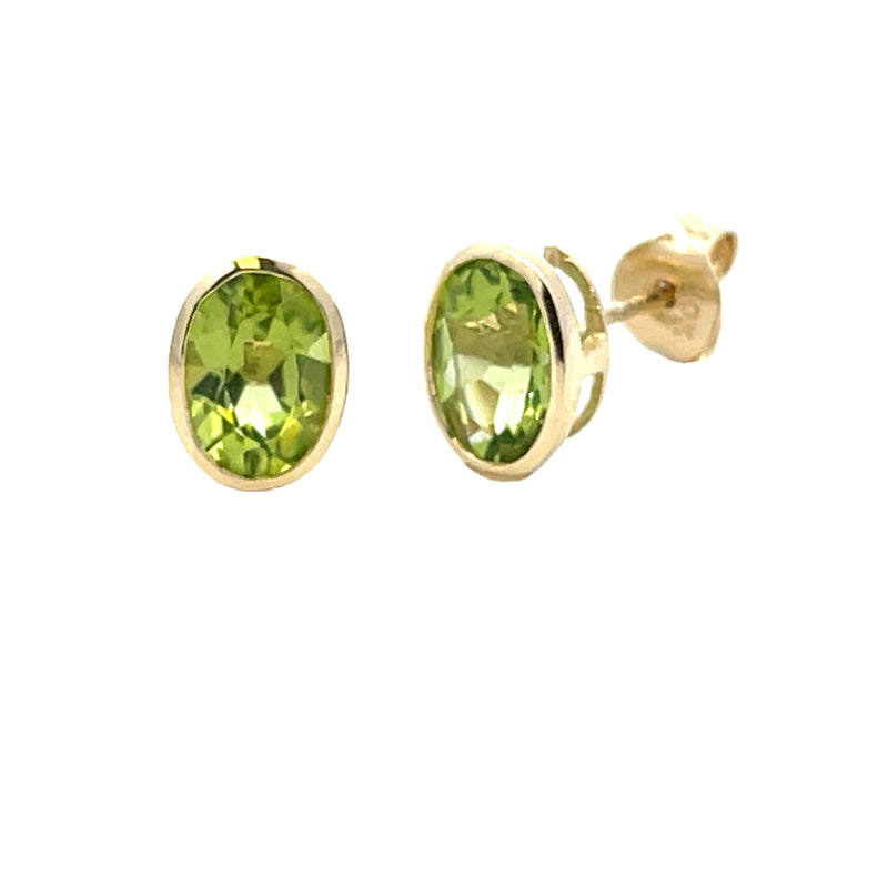 Genuine 1.52ct Peridot Stud Earrings 10KT Yellow Gold