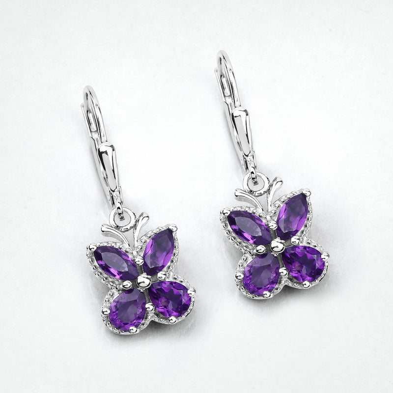 2.12 Carat Genuine Amethyst .925 Sterling Silver Earrings