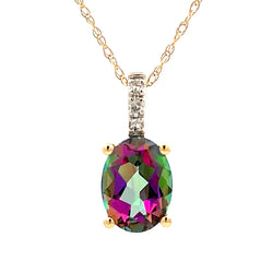 Mystic Fire Topaz Fashion Pendants 14KT Yellow Gold