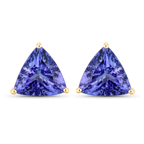 4.24 Carat Genuine Tanzanite 14K Yellow Gold Earrings