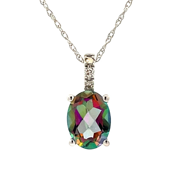 Mystic Fire Topaz Fashion Pendants 14KT White Gold