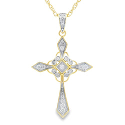 .25ct Diamond Cross Religious Pendant Sterling Silver