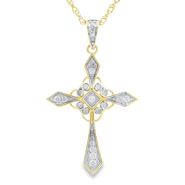 .25ct Diamond Cross Religious Pendant Sterling Silver