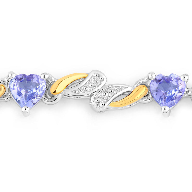 0.61 Carat Genuine Tanzanite and White Sapphire .925 Sterling Silver Bracelet