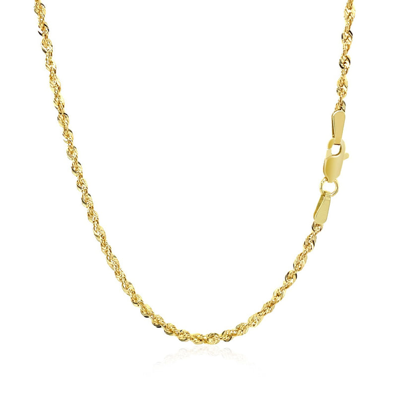 10K Yellow Gold Hollow Diamond Cut Rope Chain (2.00 mm)