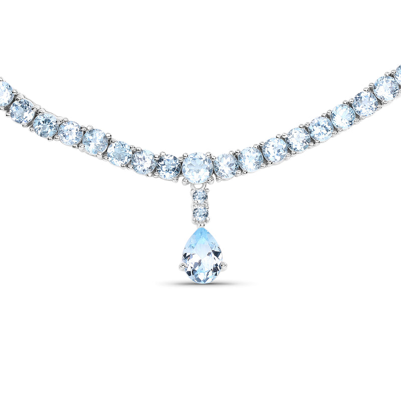 50.00 Carat Genuine Blue Topaz .925 Sterling Silver Necklace