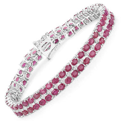 20.03 Carat Glass Filled Ruby and White Topaz .925 Sterling Silver Bracelet