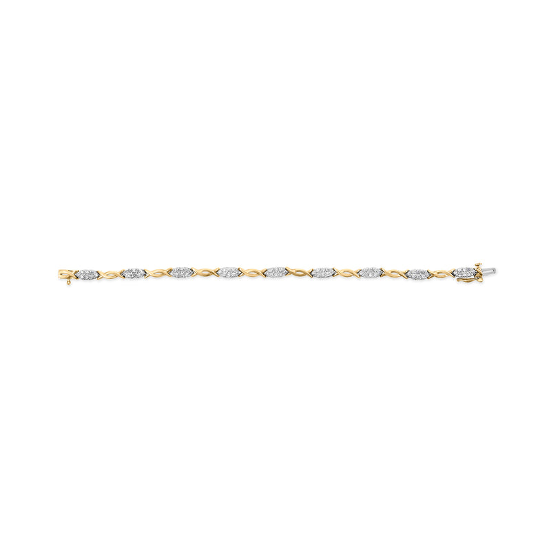 10K Yellow Gold 1.00 Cttw Round-Cut Diamond Spiral Link 7" Bracelet (H-I Color, I2-I3 Clarity)