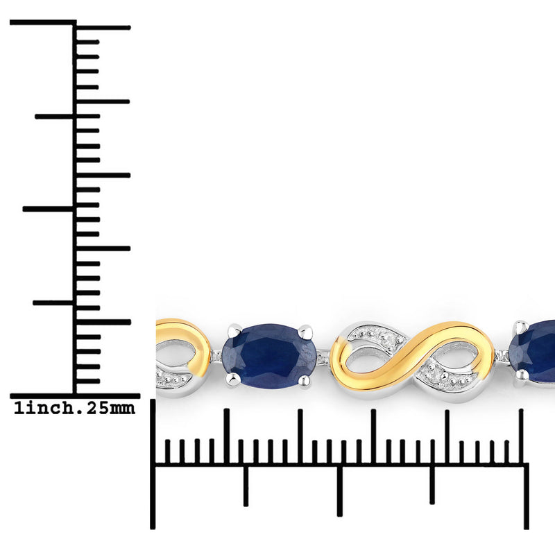 1.95 Carat Genuine Blue Sapphire and White Topaz .925 Sterling Silver Bracelet