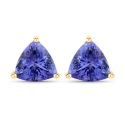 3.48 Carat Genuine Tanzanite 14K Yellow Gold Earrings