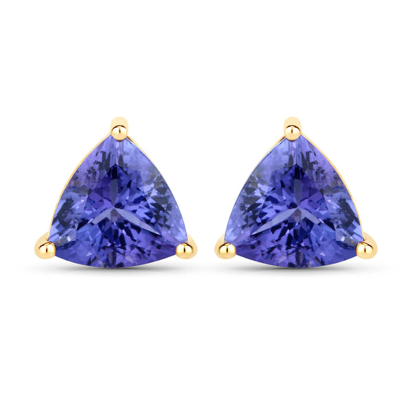 3.48 Carat Genuine Tanzanite 14K Yellow Gold Earrings