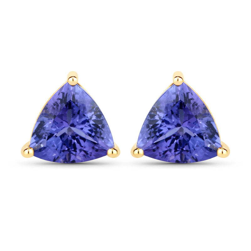 3.48 Carat Genuine Tanzanite 14K Yellow Gold Earrings