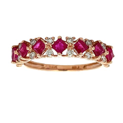 1.00ct Ruby Diamond Wedding Band Ring 14KT Yellow Gold