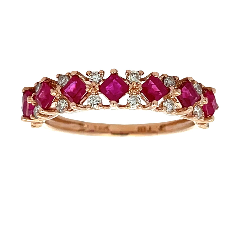 1.00ct Ruby Diamond Wedding Band Ring 14KT Yellow Gold