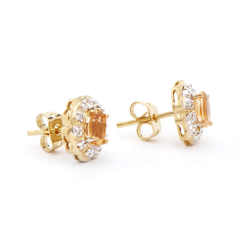 0.96 ctw Citrine & Diamonds 18K Gold Plated Designer Earrings