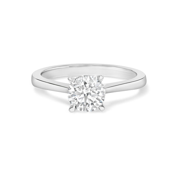 14K White Gold 1.0 Cttw Round Lab Grown Diamond Eagle Claw 4-Prong Set Solitaire Engagement Ring (F-G Color, VS2-SI1 Clarity) - Ring Size 7