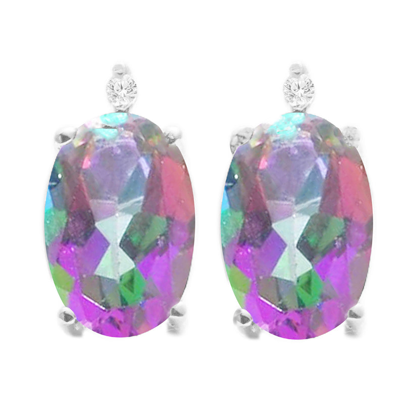 V3 Jewelry Mystic and Pink Topaz Sterling Silver Stud Earrings Set
