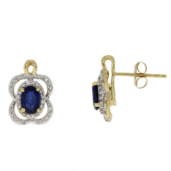 1.37ct Sapphire Diamond Earrings 14KT Yellow Gold