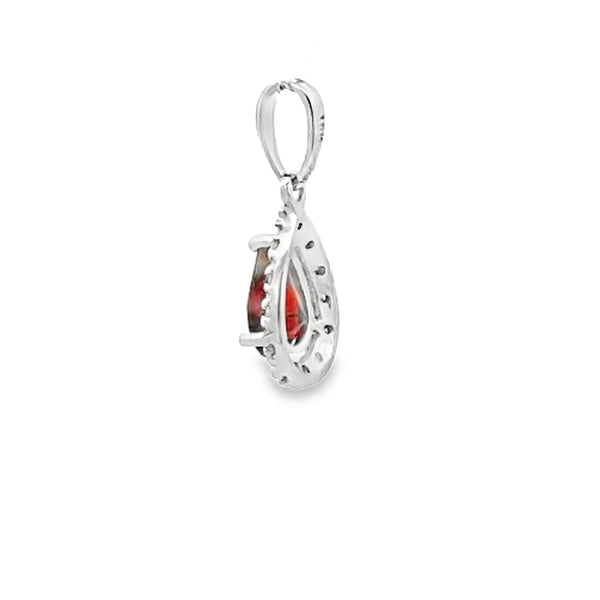 .90ct Garnet Diamond Fashion Pendants 10KT White Gold