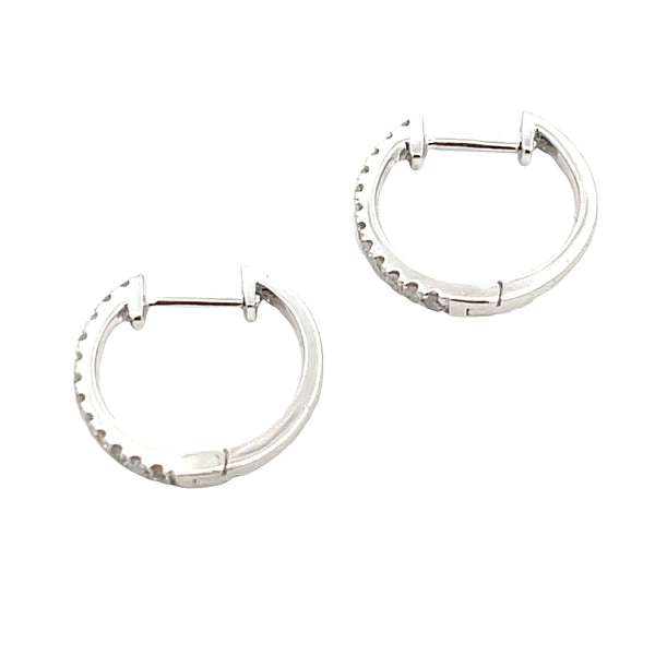 Genuine .16ct Diamond Hoop Earrings 14KT White Gold