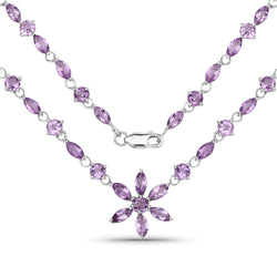 14.74 Carat Genuine Amethyst .925 Sterling Silver Necklace