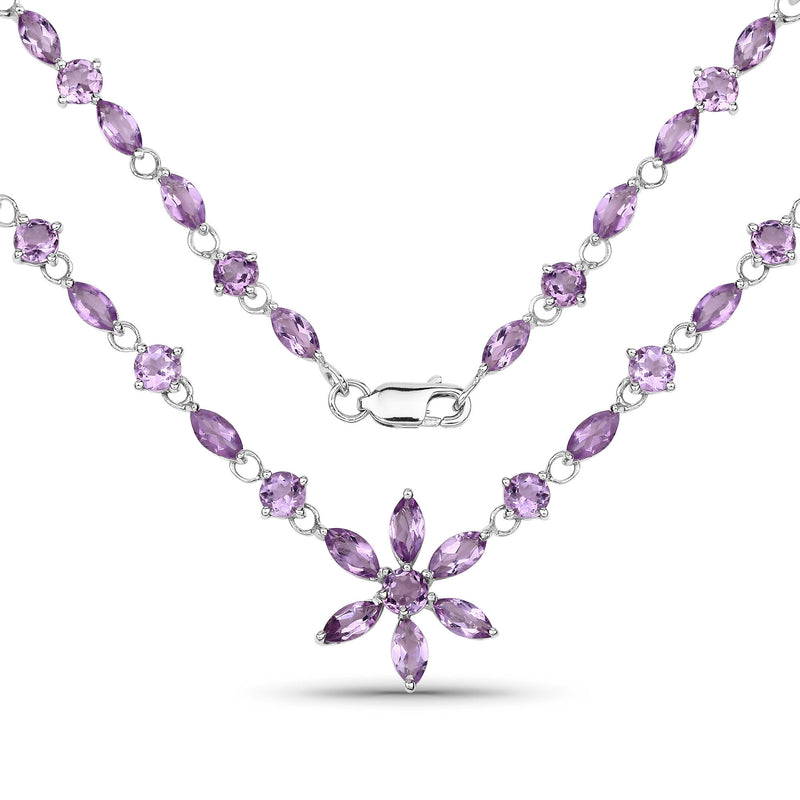 14.74 Carat Genuine Amethyst .925 Sterling Silver Necklace