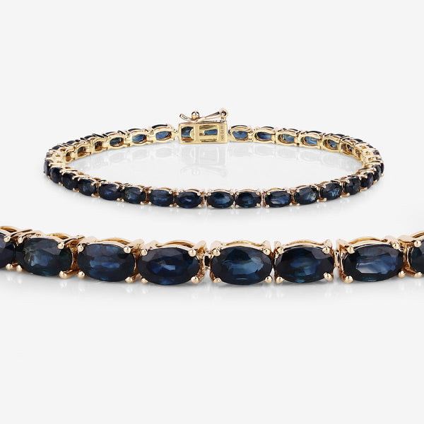 7.48 Carat Genuine Blue Sapphire  14K Yellow Gold Bracelet