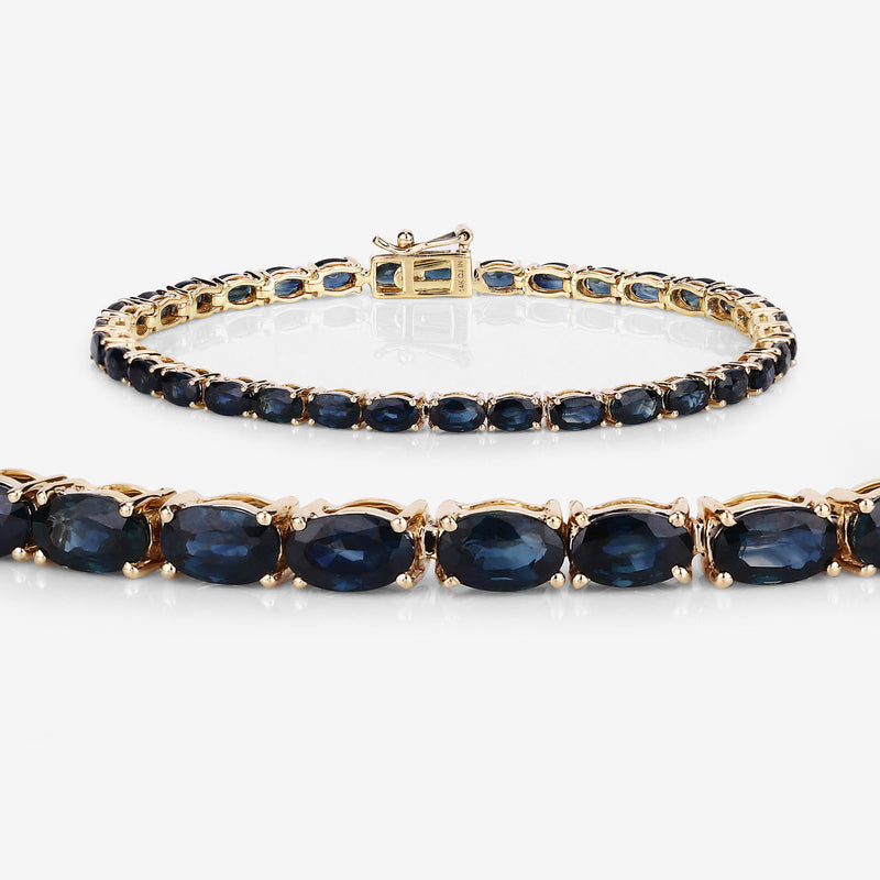 7.48 Carat Genuine Blue Sapphire  14K Yellow Gold Bracelet