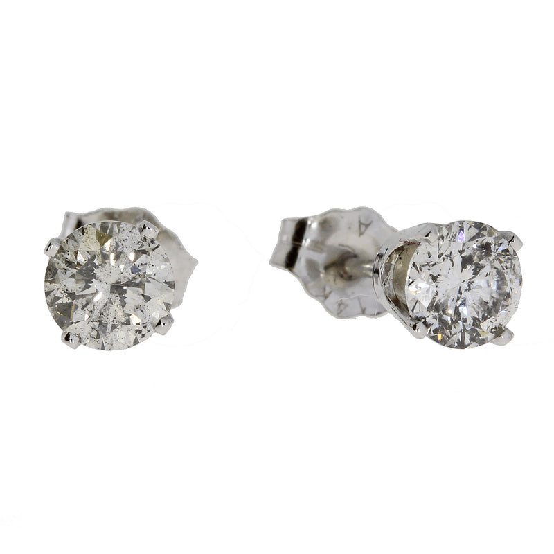 Natural 1.00ct Diamond Stud Earrings 14KT White Gold