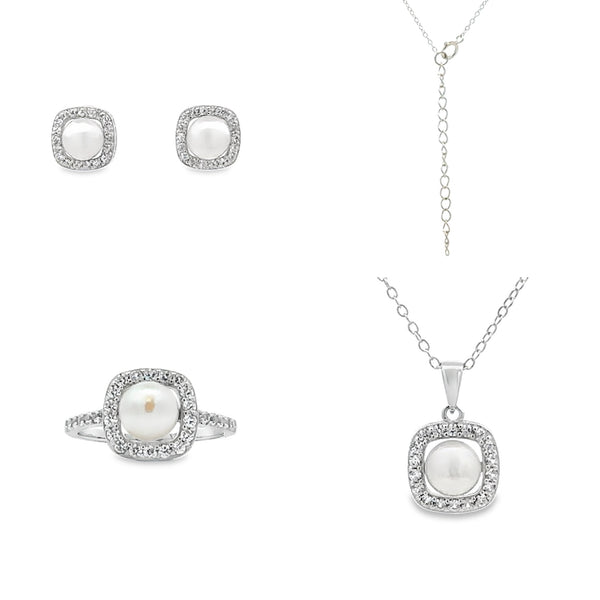 FW Pearl Created Sapphire Jewelry sets Sterling Silver