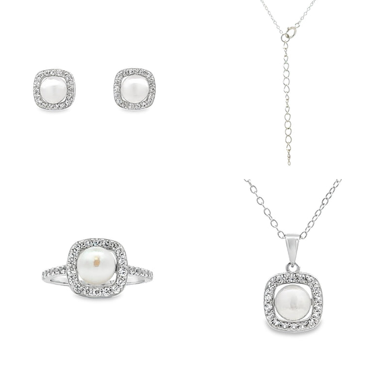 FW Pearl Created Sapphire Jewelry sets Sterling Silver