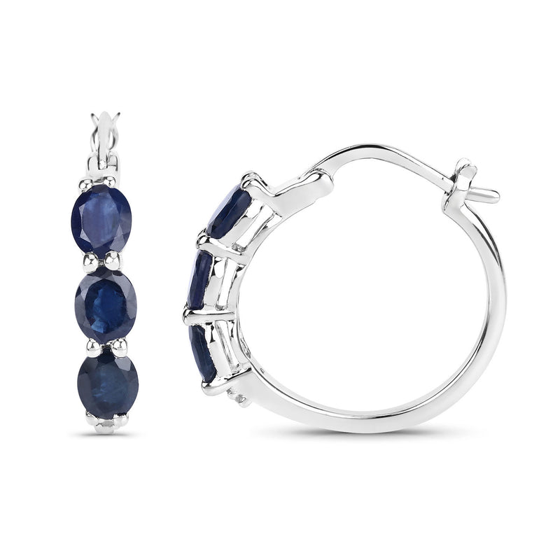 1.20 Carat Genuine Blue Sapphire  .925 Sterling Silver Earrings