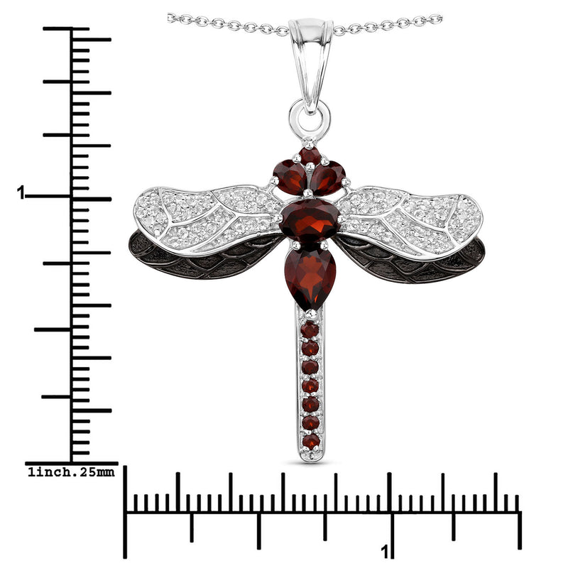 2.29 Carat Genuine Garnet and White Topaz .925 Sterling Silver Pendant