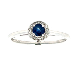 Genuine .25ct Sapphire Diamond Ring 14KT White Gold