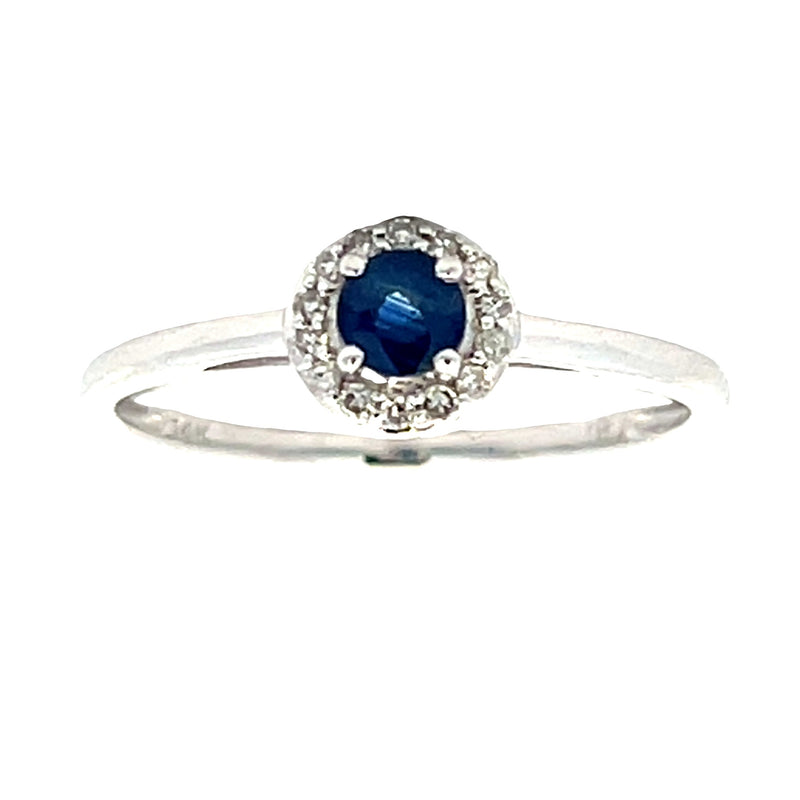 Genuine .25ct Sapphire Diamond Ring 14KT White Gold