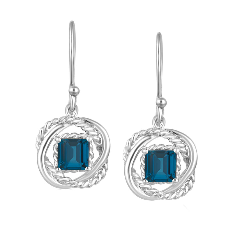 V3 Jewelry Twisted Wire Earrings with 2.75CT Natural London Blue Topaz for Women's