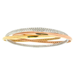 Natural 4.68ct Diamond Bangle Bracelet 18K Tri Gold