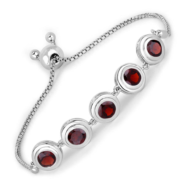 5.00 Carat Genuine Garnet .925 Sterling Silver Bracelet