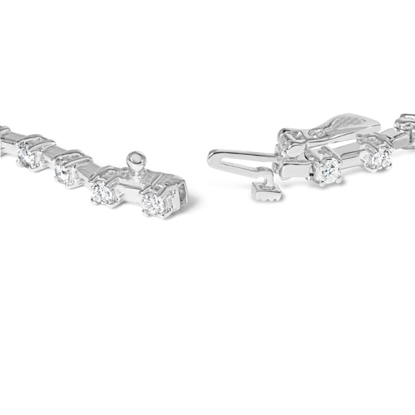 14K White Gold 2.00 Cttw Diamond Bar and Link Tennis Bracelet (H-I Color, SI1-SI2 Clarity) - 7"