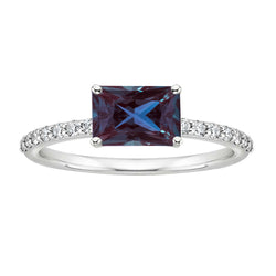 V3 Jewelry Color Changing Alexandrite and White Topaz Engagement Ring for Women