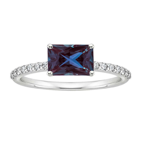 V3 Jewelry Color Changing Alexandrite and White Topaz Engagement Ring for Women