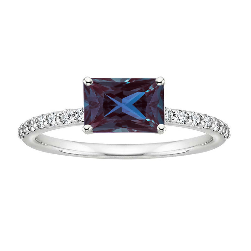 V3 Jewelry Color Changing Alexandrite and White Topaz Engagement Ring for Women